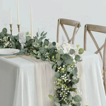 EucaGreen™ Eucalyptus Garland Set of 2 Pieces | Artificial Plant Decor | Ideal for Wedding, Table Decor & Wall Decoration