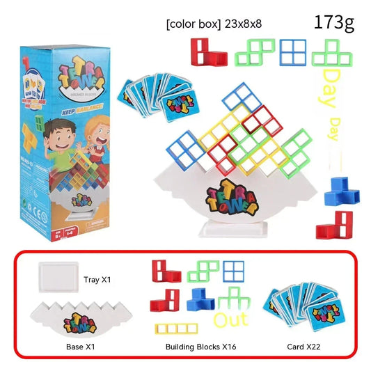 Jeu d'empilement Colorful Balance - Puzzle Tetra Tower amusant pour enfants et adultes, parfait pour une soirée jeux en famille et des cadeaux