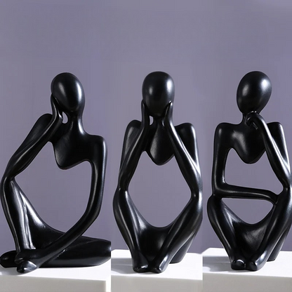 Ensemble de sculptures nordiques modernes 'Le Penseur' comme décoration élégante pour le salon et le bureau