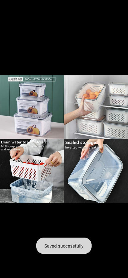 3 pcs Récipients d'organisateur de réfrigérateur