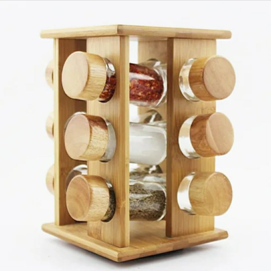 12Pcs Étagère à épices en bambou