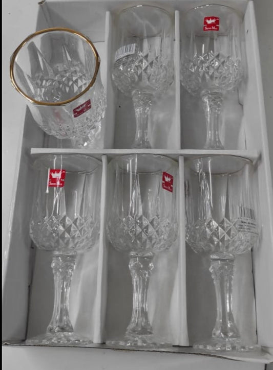 6Pc Verres à Vin en Cristal