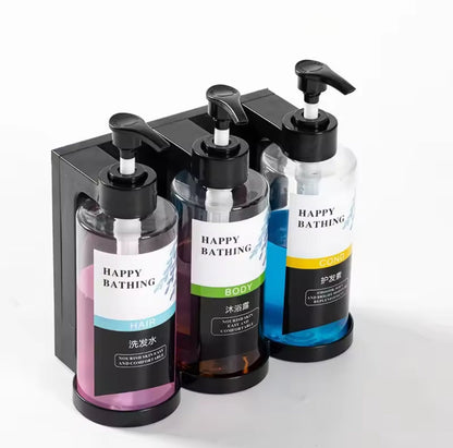 Distributeur de savon/shampooing/gel douche mural rechargeable 3 pièces Distributeur de savon mural