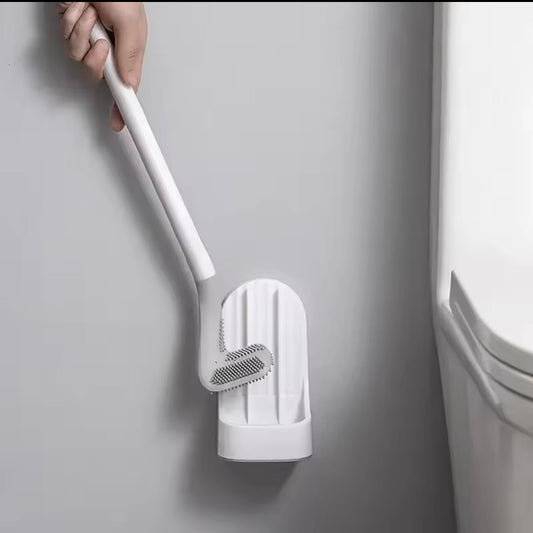 Brosse de toilette en silicone avec support