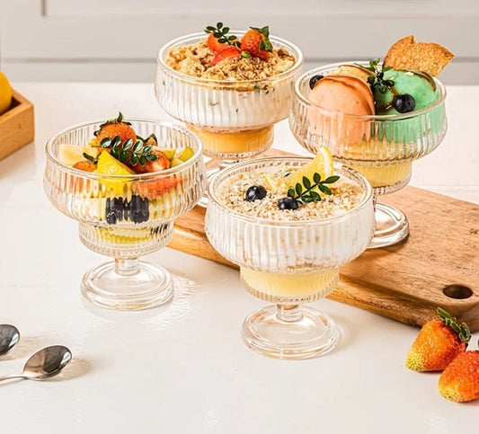 Ensemble de 3 coupes à dessert en verre de style vintage