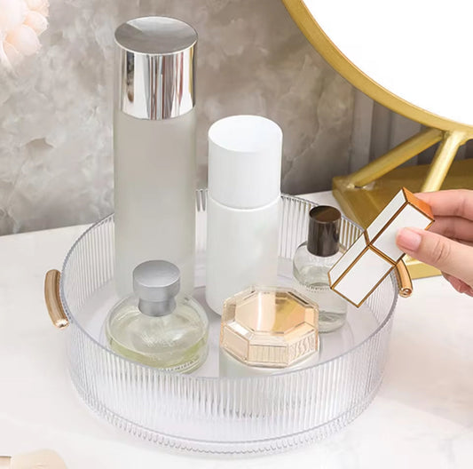 Organisateur cosmétique rotatif en acrylique à rainures