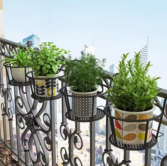 Support de pot de fleurs de balcon 3 pièces Noir