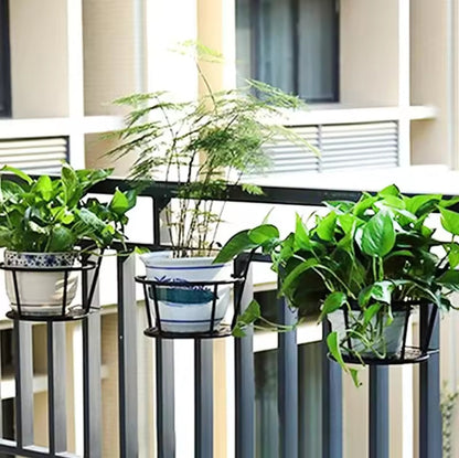 Support de pot de fleurs de balcon 3 pièces Noir