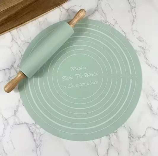 Tapis de pétrissage en silicone avec rouleau à pâtisserie