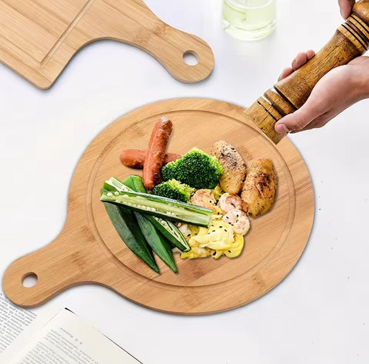 Planche à pizza en bois ronde de découpe