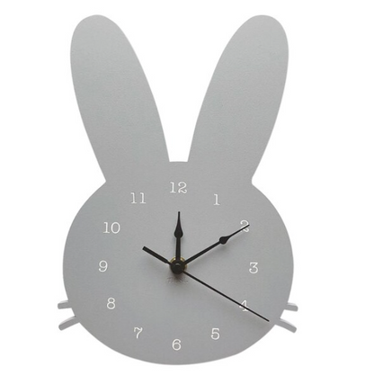 Jolie horloge murale en forme de lapin pour chambre d'enfant