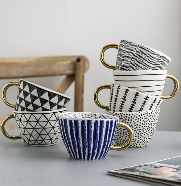 Floroux Designer Cups and Mugs | Elegant Ceramics | Modern Geometric Patterns