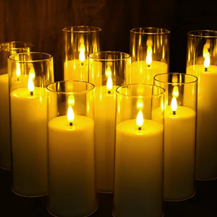 CandleGlow™ Flameless LED Candle Set | 9 Pieces Acrylic Candles | Atmospheric Decoration for Home and Events