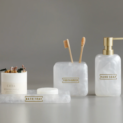 Floroux Ensemble de salle de bain 3 pièces | Design élégant en nacre | Accessoires de bain luxueux