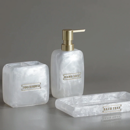 Floroux Ensemble de salle de bain 3 pièces | Design élégant en nacre | Accessoires de bain luxueux