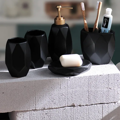 Ensemble de salle de bain Floroux en céramique 5 pièces | Design moderne | Accessoires de bain élégants pour la maison