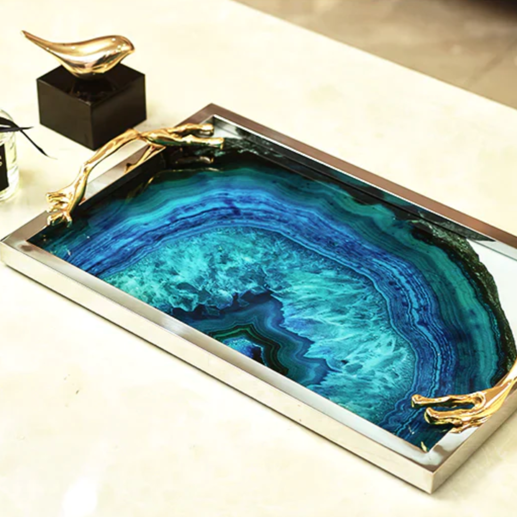 Bowl and Blue Agate Floroux | Luxurious Serving Dish | Stylish Decoration