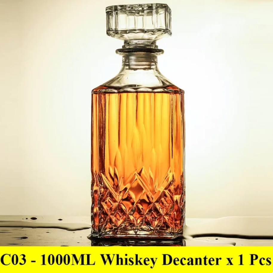 Floroux Glass Decanter Set | Elegant Whisky Decanter | Luxurious Gift Idea | For Spirits and Wine