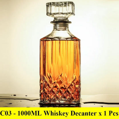 Floroux Glass Decanter Set | Elegant Whisky Decanter | Luxurious Gift Idea | For Spirits and Wine