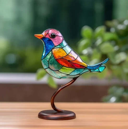 Figures d'oiseaux en verre teinté