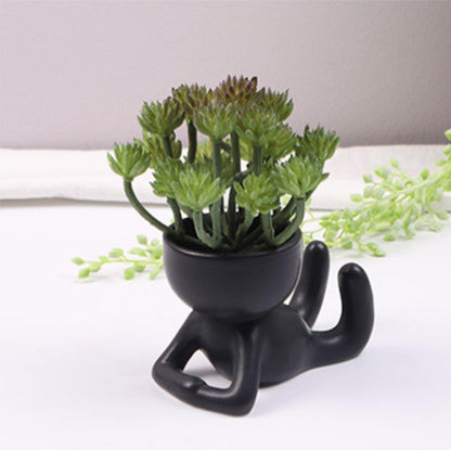 Floroux céramique pot à succulentes | Décor figurine ludique | Pot de fleurs fait main pour la maison