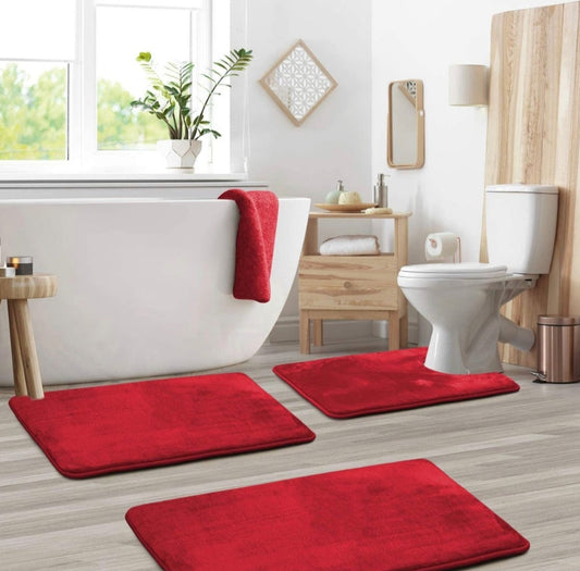 Ensemble de tapis de bain en mousse à mémoire pour salle de bain