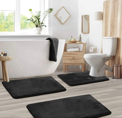 Ensemble de tapis de bain en mousse à mémoire pour salle de bain