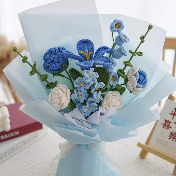 Décor de bouquet de fleurs au crochet