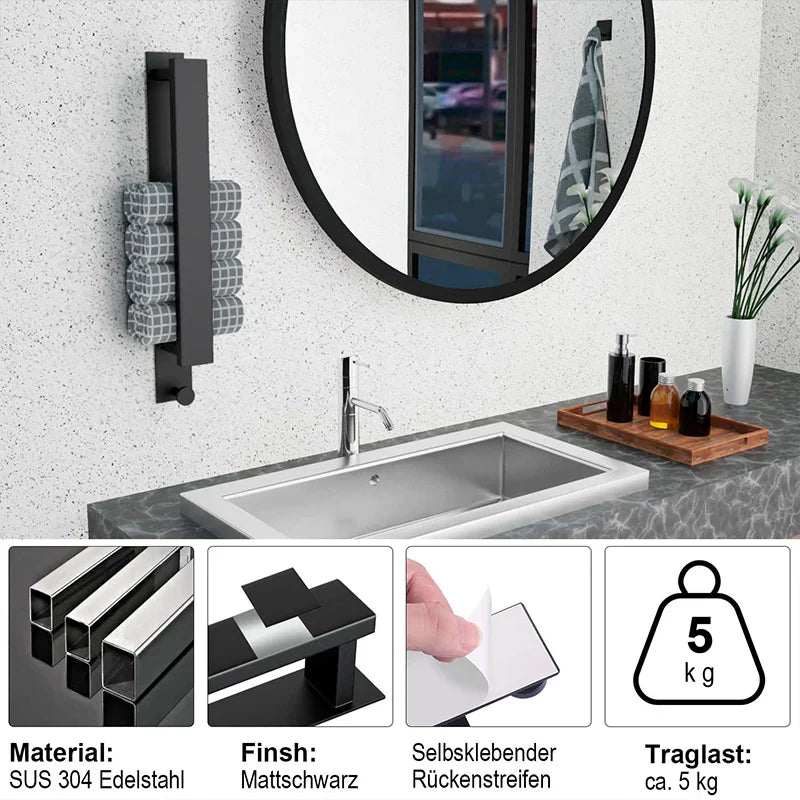 Porte-serviettes autocollant moderne - en argent et noir