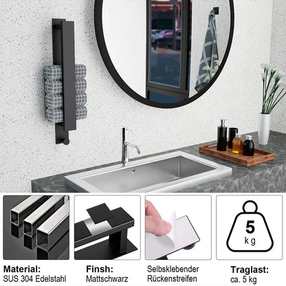 Porte-serviettes autocollant moderne - en argent et noir
