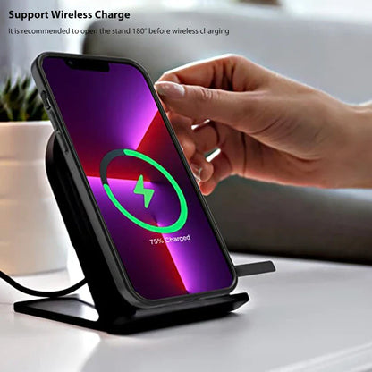 Coque matte de luxe MagSafe avec support pour iPhone 14 Plus 15 13 Pro Max 12 11 Coques de protection Charge sans fil Couverture Support en métal