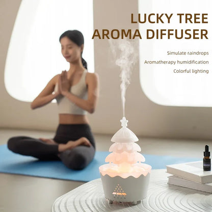 Diffuseur d'aromathérapie arbre de Noël chanceux avec télécommande - Humidificateur goutte à goutte pour la maison
