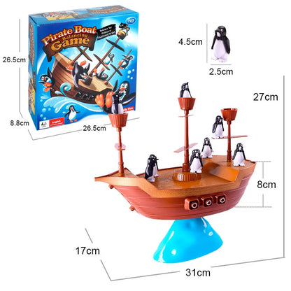 Jeu d'équilibre de bateau pirate coloré - Puzzle amusant de pingouin pour enfants, interaction parent-enfant, cadeau d'anniversaire idéal