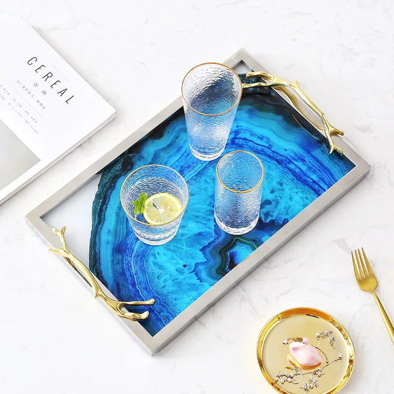 Bowl and Blue Agate Floroux | Luxurious Serving Dish | Stylish Decoration