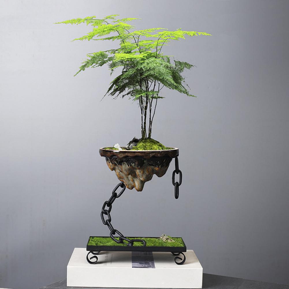 Floroux Hanging Bonsai Pot with Chain Suspension | Minimalist Design | Indoor & Outdoor