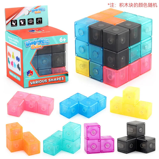 Cubes magnétiques à construire amovibles - Jouet puzzle éducatif anti-stress pour enfants, cadeau amusant pour l'apprentissage précoce