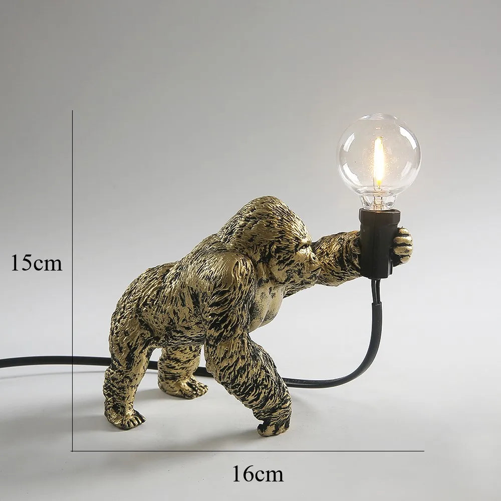 Floroux Gorilla Lampe de table | Lampe de nuit LED | Éclairage de table animalier pour la maison
