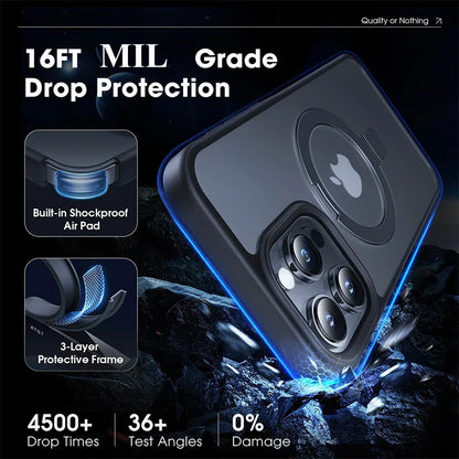 Étui MagSafe translucide de luxe avec support à anneau pour iPhone 15 14 Pro Max Plus 12 13 11 Charge sans fil ultra mince coque arrière