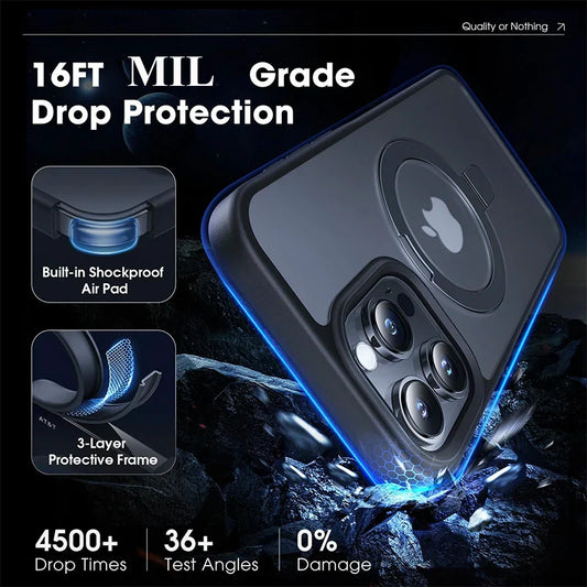 Étui MagSafe translucide de luxe avec support à anneau pour iPhone 15 14 Pro Max Plus 12 13 11 Charge sans fil ultra mince coque arrière