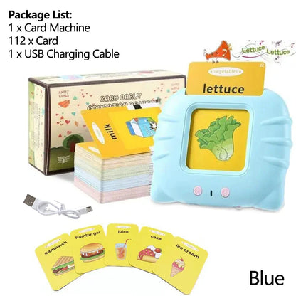 Cartes flash parlantes Machine d'apprentissage pour enfants - Jouet de livre audio éducatif pour la maternelle de 2 à 6 ans, rechargeable par USB, design respectueux des yeux