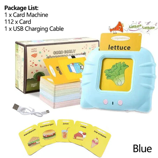 Cartes flash parlantes Machine d'apprentissage pour enfants - Jouet de livre audio éducatif pour la maternelle de 2 à 6 ans, rechargeable par USB, design respectueux des yeux