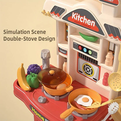 Ensemble de jeu de cuisine interactif pour enfants - Jouets de cuisson réalistes avec lumière et son pour les 3 ans et plus, cadeau amusant pour garçons et filles
