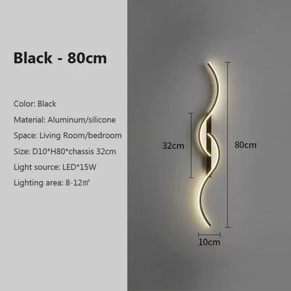 Lampe murale LED 60/80/100CM Télécommande intelligente Température de couleur réglable Luminosité Chambre de nuit Salon Appliques murales