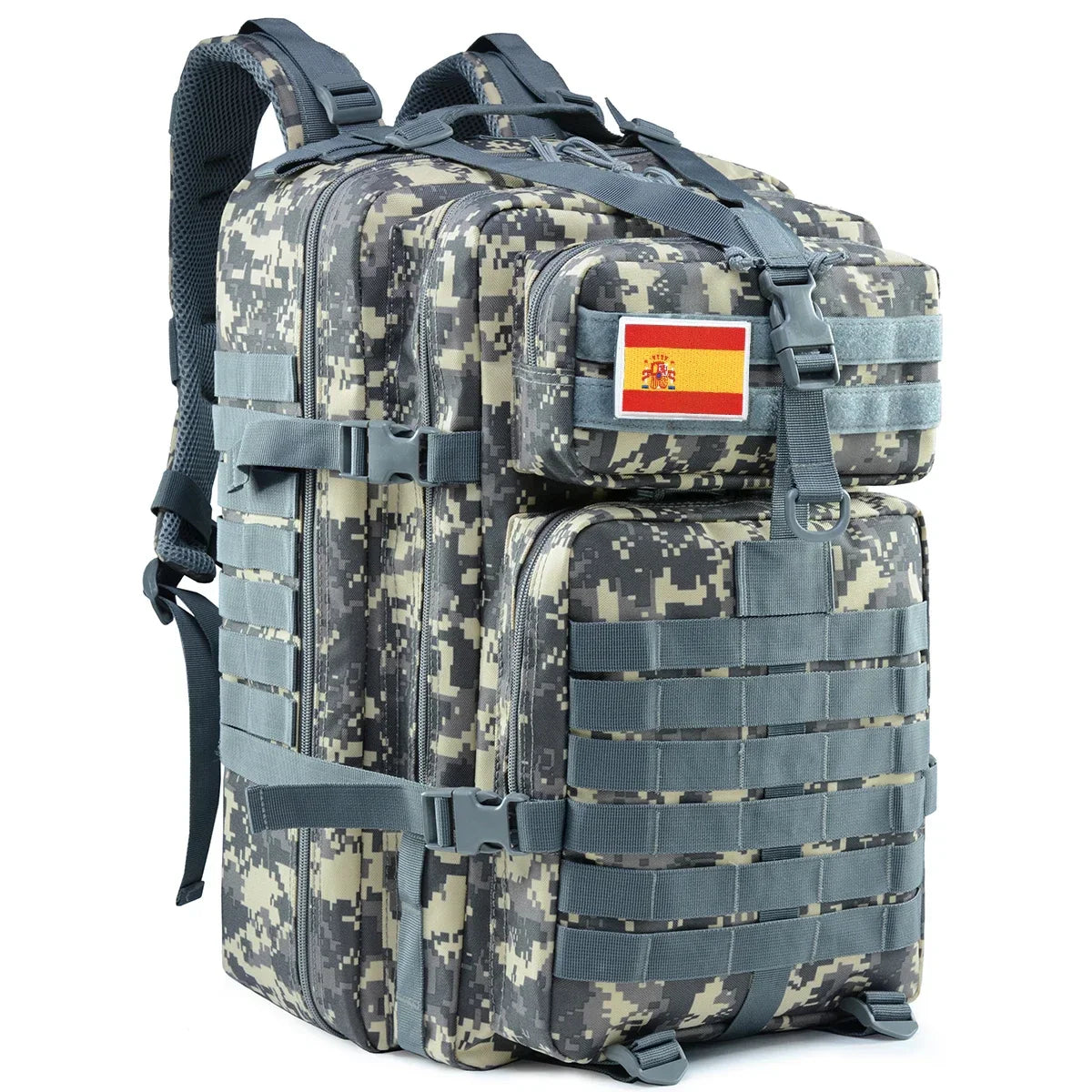 Sac à dos tactique 45L pour hommes/femmes – Daypack MOLLE pour la chasse, la pêche, la randonnée, le trekking et la survie – Sac à dos extérieur grande capacité avec porte-gobelets