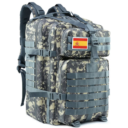 Sac à dos tactique 45L pour hommes/femmes – Daypack MOLLE pour la chasse, la pêche, la randonnée, le trekking et la survie – Sac à dos extérieur grande capacité avec porte-gobelets
