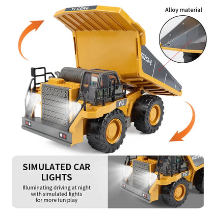 Set de Véhicules de Construction RC Professionnel - Jouet Excavateur en Alliage 2.4G & Camion Benne pour Enfants