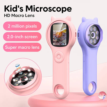 Microscope pour enfants 200MP avec un grossissement de 500x - Jouet éducatif de science pour jeunes explorateurs