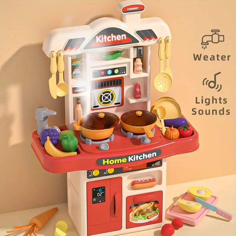 Ensemble de jeu de cuisine interactif pour enfants - Jouets de cuisson réalistes avec lumière et son pour les 3 ans et plus, cadeau amusant pour garçons et filles