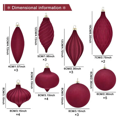 Boules de Noël élégantes en velours flocké incassables - Décorations d'arbre de vacances réutilisables pour l'ambiance festive 27PCS