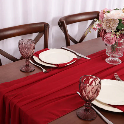 Chemin de table en chiffon unicolore luxueux au design rustique Boho avec des franges – Décoration de table parfaite pour les mariages, les baby showers, Pâques, la Saint-Valentin et la maison